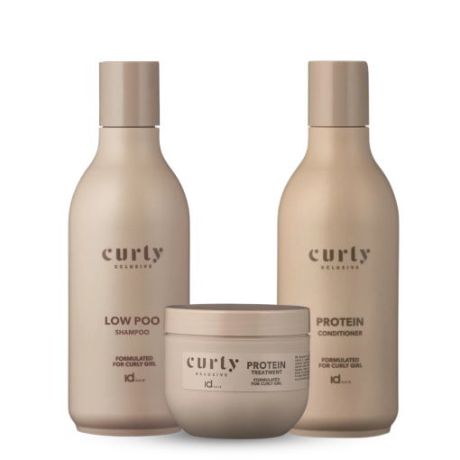 idHAIR Curly Xclusive Low Poo Shampoo & Protein Conditioner 300ml + Protein Treatment 200ml Trio